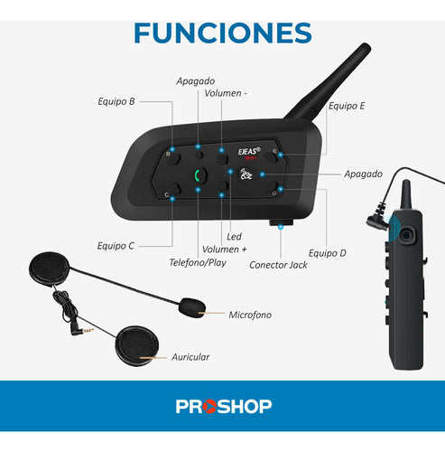 Intercom V6 Bluetooth 1200mts Moto Casco Manos Libre Modelo Nuevo 6