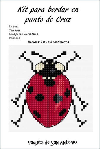 Cross Stitch Kit, Fabric, Thread, and Ladybug Patterns 0