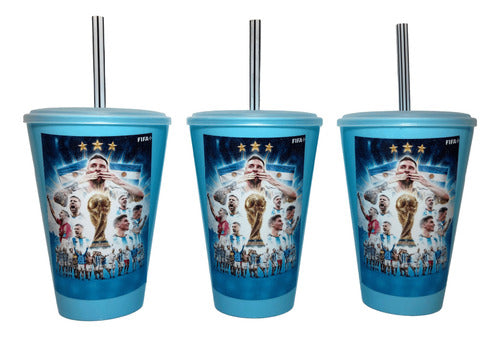 20 Plastic Souvenir Cups Argentina World Cup Messi Theme 1