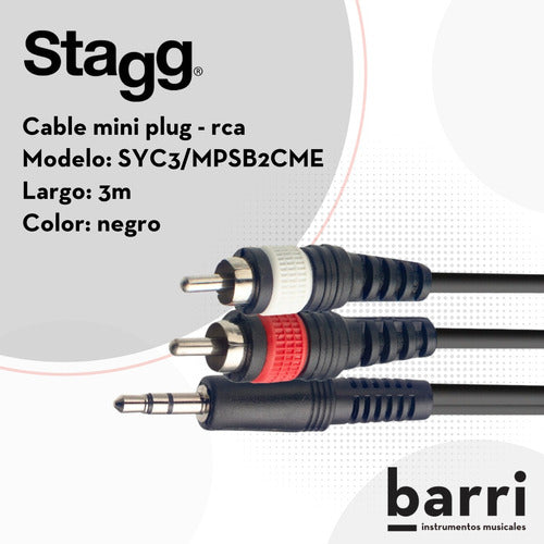 Cable Rca - Mini Plug De 3 Metros Stagg Syc3 1