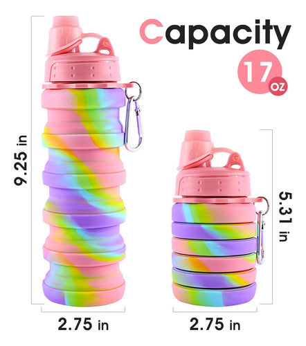 MAKERSLAND Rainbow Design Foldable Water Bottle for Girls Sports School 1