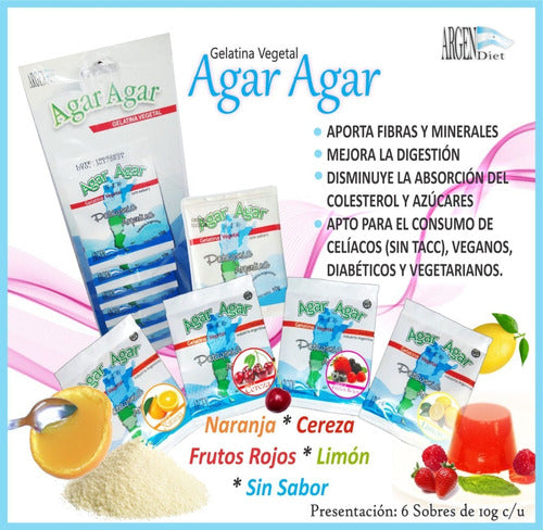 Argendiet 3x Agar Agar Gelatin Vegetable S/ Tacc (10g Each) 5