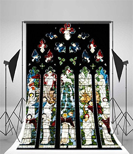 Aofoto 5x7ft Angel Stained Glass Photography Vintage Church Background I 1