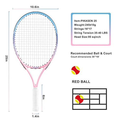 Pikasen Tennis Racket for Children 17 to 25 Inches 1