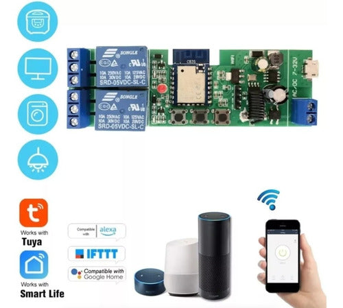 Modulo Rele Tuya 2 Canales Contacto Seco Usb On/off 7-32v 4