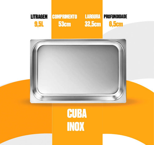 Pct C/3 Cubas Gn Inox Gastronômica 1/1 X 65mm Rechaud Buffet 4