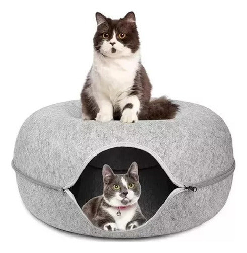 Genérica Cama Para Gato Con Cierra 60 Cm Ovalada De Fieltro 0