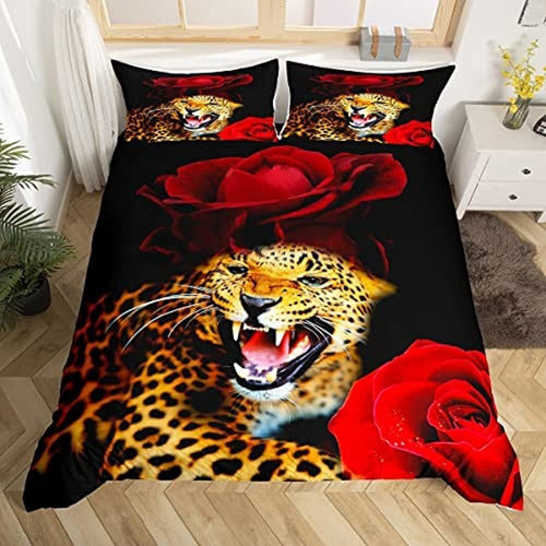 Juego De Ropa De Cama De Leopardo Para Adultos, Niños, Rosa 0