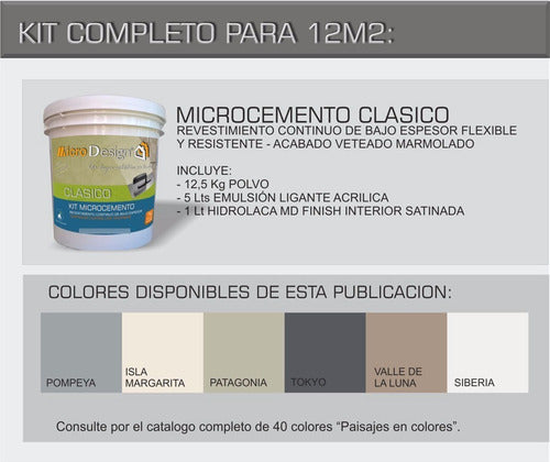 Microcemento Microdesign® Premium 10m2 18kg C/ Hidrolaca Pu 1