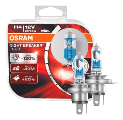 Lamparas H4 Osram Night Breaker Laser 12v 60/55w 150% + Luz 0