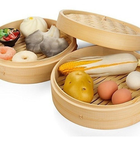 Naccato Bamboo Steamer 30 cm 2-Tier with Removable Lid 1