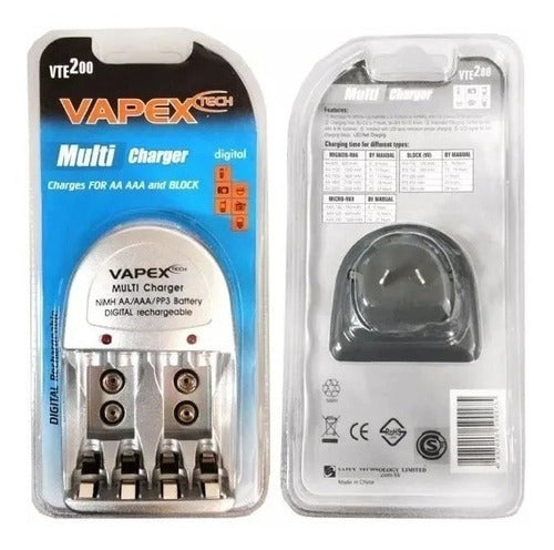 Cargador Múltiple Pilas Aa, Aaa, Batería 9v Recargable Vapex 1