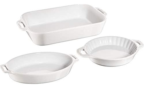 Staub Ceramic Baking Dish Set, 3 Pieces, White 0