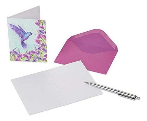 Papyrus Purple Hummingbird Blank Cards with Envelopes (14 Units) 2