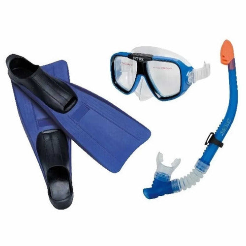 Intex 55957 Snorkel Set with Reef Rider Adult Diving Mask and Fins 0