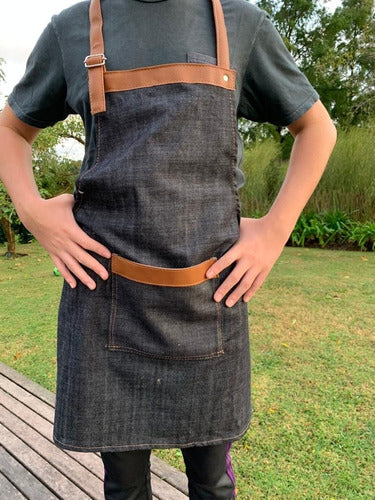 Noble Diseño Kitchen Apron Jean or Gabardine Fabric 8oz and Eco-Leather 0