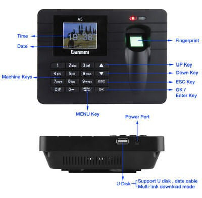 A5 Empleado Huella Asistencia Reloj Nómina Grabador Lcd Id T 3