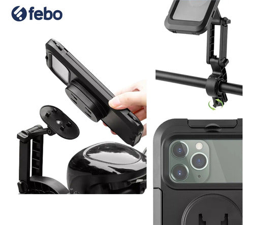 FEBO Soporte Moto Bici Para Celular Brazo Articulado Magnético/Hermético 1