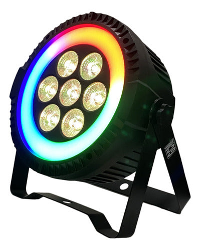 GCM DJ LINE Tacho Par Led 7 X 10W Con Anillo De Animacion LP710FX 0