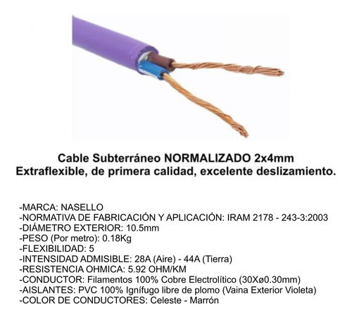 CONDUELEC Cable Subterraneo Exterior 2x4 Mm X 15 Metros Electro Cable 2