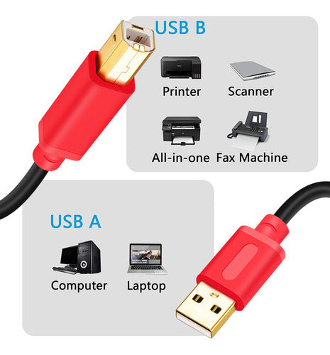 Cable De Impresora De 30 Pies, Color Marrn Qy Usb 2.0 De Alt 6