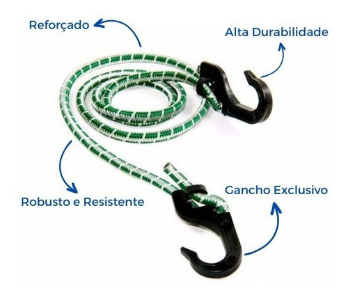 03 Elásticos Extensores Grossos Ganchos Plásticos 1,5 Metros 1