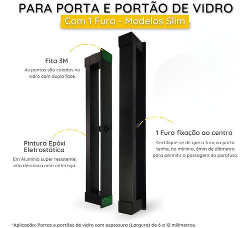 Puxador Preto P/box Vidro 1 Furo 30cm Alumínio Exclusivo 3