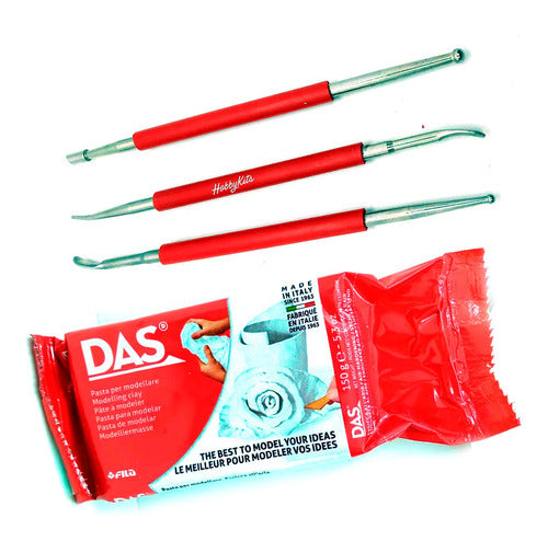 DAS White Air Dry Modeling Clay 150g with 3 Double-Sided Embossing Tools Set 0