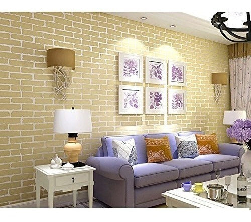 Le Monde Yellow Brick Adhesive Washable Wallpaper 53 Cm 0