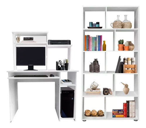 Diseños Modernos S.A. Combo PC Desk + Cube Bookcase 5 Shelves 180x90 0