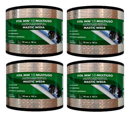 Fita Multiuso 10cmx10m Autoadesiva Pack 4rolos Ganhe 1 Prime 0