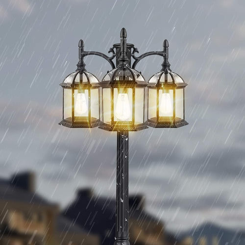 Partphoner 3-head Outdoor Lamp Post Light Birdcage, Impermea 4