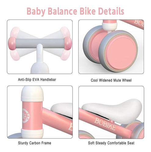 Bobike Balance Bike for Babies, Pink, 4 Wheels Without Pedals 2