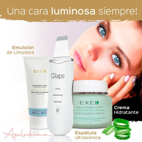 Glaps Espatula Ultrasonica Peeling Glaps + Hidratante + Limpieza 1