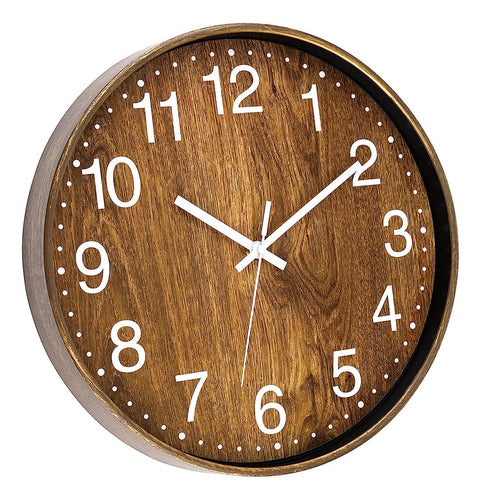 Reloj De Pared De Madera Lumuasky, Reloj Redondo Silencioso 1