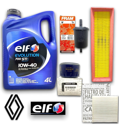 Kit Service 4 Filtros + Aceite Elf Logan Sandero 1.6 8v K7m 0