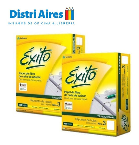 Éxito Promo - 2 Repuestos Exito N.3 480 Hojas 1 Ray Y 1 Cuad 2