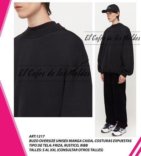 El Cofre de los Moldes - Digital Oversize Hoodie Sewing Pattern, Sizes S to XXL 0