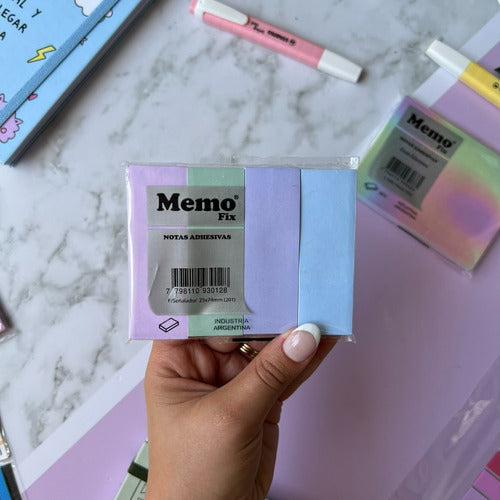 Memo Fix Pastel Sticky Notes Set X 4 - 25x74 Mm - 201 3