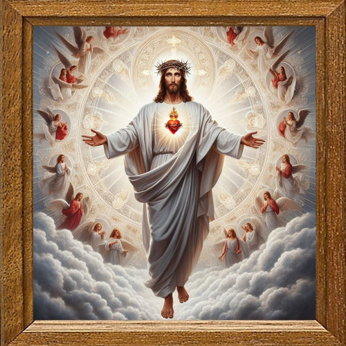 Cuadro De Arte Digital Corazón De Jesús 50x50cm Pieza Única 0