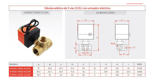 Válvula Motorizada Dc24v 3 Vías Rosca 1 Bsp 3