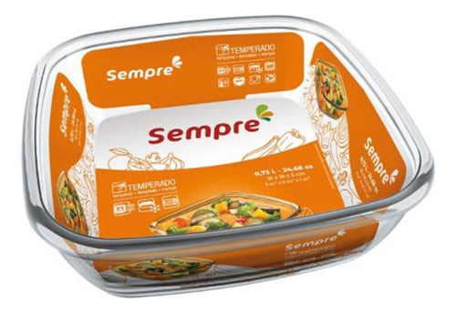 Sempre Square Tempered Glass Platter 16x16x5 1