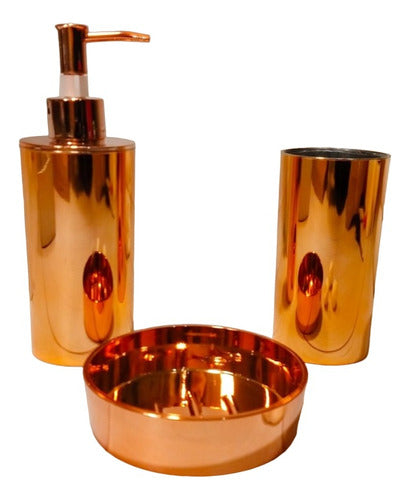 Modern Copper Bathroom Set - Dispenser, Cup, Soap Dish 0