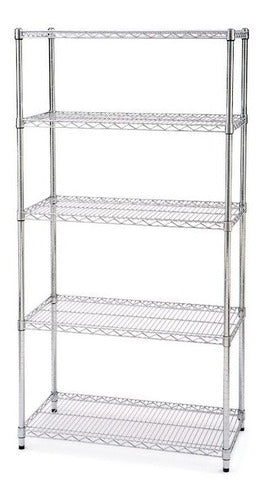 Generic Chrome Shelf with 5 Reinforced Adjustable Shelves, 0.92x0.37x1.85 Meters 0