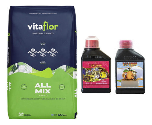 Vitaflor Sustrato Allmix 50lt Con Top Crop Bloom Bud 250ml 0