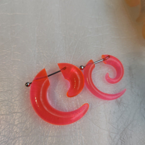 Acrylic Steel Spiral Fake Expander Horn Earrings Piercing 3-4 cm 98