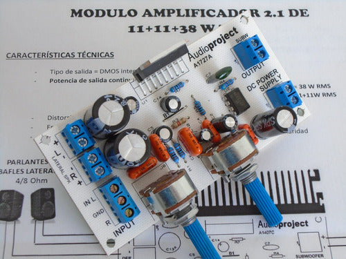 Audioproject Modulo Amplificador 2.1 11+11+38 Watts C/vol 2