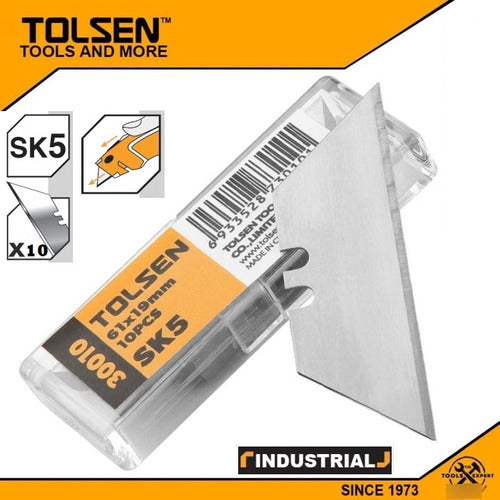 Tolsen Cutter Blades Set 10 Pieces 61x19mm Sk5 -30010 1