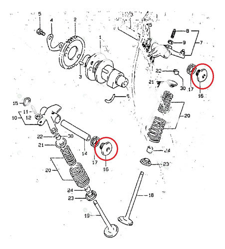 Tapon Eje De Balancines De Valvulas Suzuki Dr 250 / 350 1