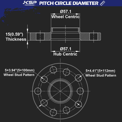 KSP PERFORMANCE 5 X 100 Wheel Spacers, 2 Spacers 1